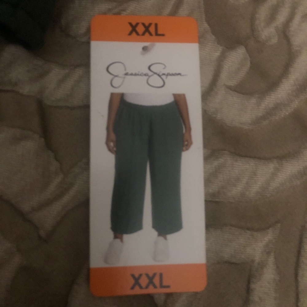 Jessica Simpson Forest Green Wide-Leg Cropped Gauze Pants